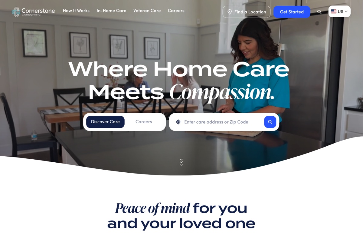 The Cornerstone Caregiving homepage