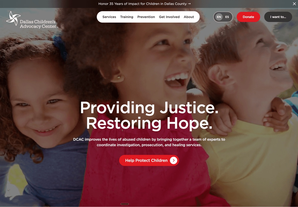 The Dallas Children's Advocacy Center homepage