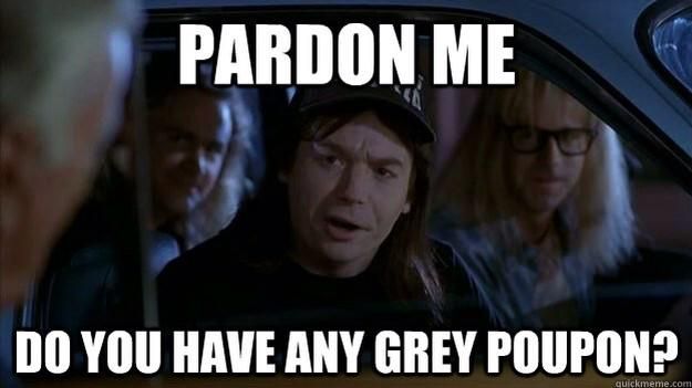 Still from Wayne’s World of the characters in a car, captioned “Pardon me, do you have any Grey Poupon?”